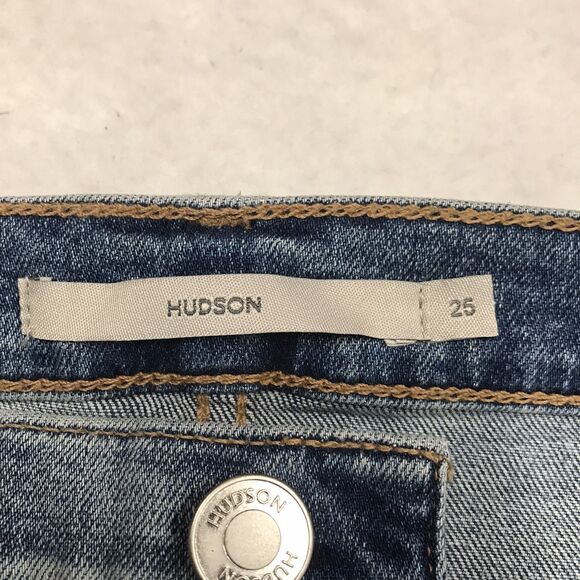 NWT HUDSON Barbara Jean Women 25x34 Hi Rise Bootcut Stretch Sandy Destructed Hem - Picture 15 of 16